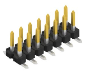 Pin header, 14 pole, pitch 2.54 mm, angled, black, 10059270