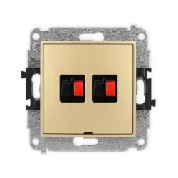 ICON Mechanizm gniazda głośnikowego podwójnego, bez pola opisowego złoty 29IGGBO-2