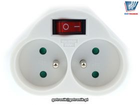 Rozgałęźnik wtyczkowy 2 gniazdkowy z włącznikiem