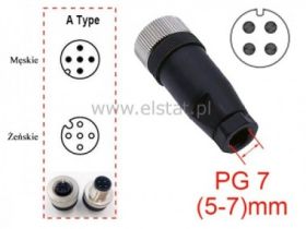 Złącze proste; żeńskie; przykręcane; 4P; PG7