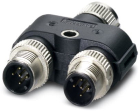 Adapter, 2 x M12 (5 pole, plug) to M12 (5 pole, socket), Y-shape, 1419946