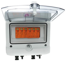 Rozdzielnica PV 1000V DC 2 stringi fotowoltaika, wyposażona w ogranicznik przepięć ETI / 2DC