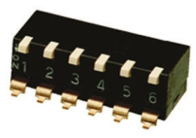 Przełącznik DIP 6-pozycyjny SPST SMD 25 mA przy 24 V DC -20 → +70°C