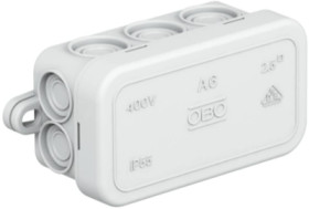 Cable junction box, 69 x 32 x 30 mm, no. of entries: 10, 2.5 mm², pure white, IP55, 2000005