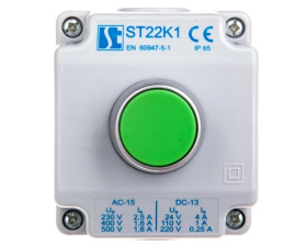 Kaseta sterownicza 1-otworowa zielony 1Z szara IP65 2x dławnica M20 szara ST22K1\01-2