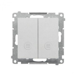 Simon 55 Przycisk podwójny zwierny bez pikt. osobne podśw. dla klawiszy (moduł) 10 AX, szybkozłącza Aluminium mat TP2L2.01/143