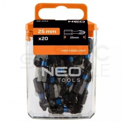 Bity udarowe do wkrętarki PZ2 25mm 1/4" HEX NEO TOOLS 56-534 20szt