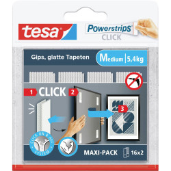 tesa 77721-00020-00 Powerstrips CLICK Adhesive Hooks 80 mm x 20 mm 16 Pair