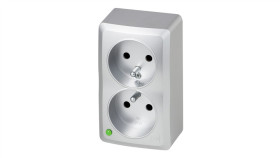 Berg Gniazdo Podwójne Z Uziemieniem N/T Gnt 2X2p+Z Srebrne 3743-06