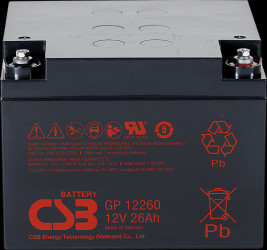 GP12260 Rechargeable Lead-Fleece Battery, 12 V, 26 Ah, Standby UPS