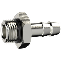 Screw-in hose nozzle, L 33 mm, 25 bar, brass, nickel-plated, for hose, 111475