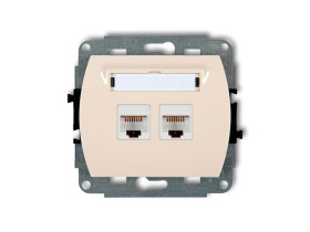 TREND Gniazdo komputerowe podwójne 2xRJ45 kat.6 8-stykowy beżowy 1GK-4 KARLIK