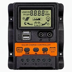 Regulator ładowania słonecznego 12V/24V Auto 100A PWM Regulator fotowoltaiczny Podwójne wyjście USB Wyświetlacz LCD Akumulatory