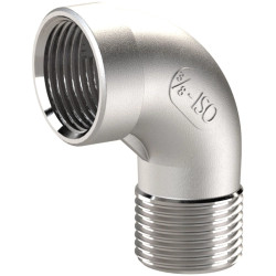 Angle piece, L 52 mm, 20 bar, stainless steel, for pipe systems, 112683