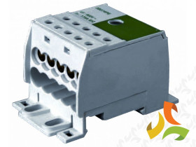 Blok rozdzielczy 1-biegunowy 175A we: 1x16-70 mm2 wy: 10x2 5-16 mm2 TH35 zielony AUX38074PE 82122005 SIMET