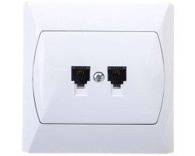 AKCENT Gniazdo telefoniczne podwójne RJ11 równoległe białe GPT-2AR/00