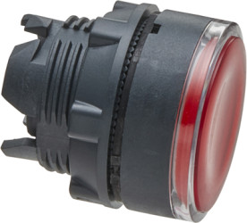 Pushbutton, illuminable, groping, waistband round, red, front ring black, mounting Ø 22 mm, ZB5AW343