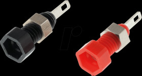 R921931000 Banana socket, 2 mm, soldering lug, red