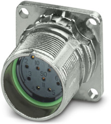 Surface mount socket, M23, 12 pole, crimp connection, standard/ONECLICK quick locking system, straight, 1629083