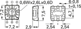 Encoding rotary switch, 16 pole, Hexadecimal-Real, straight, 100 mA/5 VDC, S-7050EMA