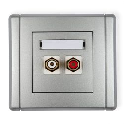 Gniazdo podwójne RCA (typu cinch - biały i czerwony, pozłacany)