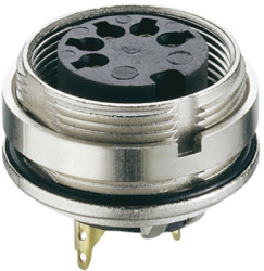 Panel socket, 3 pole, solder cup, screw locking, straight, 0305 03