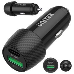 UNITEK Ładowarka samochodowa 38W USB-A QC 3.0 USB-C PD