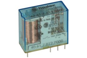 Przekaźnik; elektromagnetyczny miniaturowy; 40.61.7.012.0000; 12V; DC; 1 styk przełączny; 16A; 250V AC; do druku (PCB); do gniaz