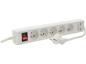 Przedłużacz prądowy 1,5m 5xGN + 2 USB z wył.