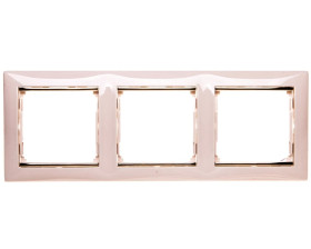 VALENA Ramka potrójna pozioma krem/złoto 774153