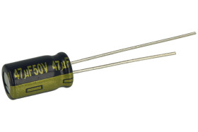 Kondensator; niskoimpedancyjny; elektrolityczny; EEUFC1H470; 47uF; 50V; FC; fi 6,3x11,2mm; 2,5mm; przewlekany (THT); luzem; Pana