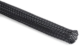 Polyester braided sleeve, inner Ø 35 mm, range 18-54 mm, black, halogen free, -50 to 150 °C, 170-80350