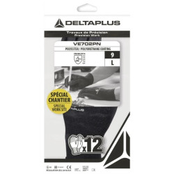 RĘKAWICA DZIANA Z POLIESTRU, STRONA CHWYTNA POWLEKANA PU - ŚCIEG 13 - x12 PARY