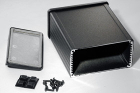 Aluminum RF enclosure, (L x W x H) 120 x 104 x 55 mm, black, IP54, 1457N1202EBK
