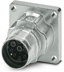 Surface mount socket, M17, 9 pole, crimp connection, standard/ONECLICK quick locking system, straight, 1628905