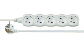 Przedłużacz 5-Gniazd Z/U 3M /H05vv-F 3G1/ Biały P0513