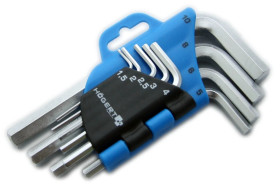 Klucze sześciokątne CrV 9 elementów HT1W802