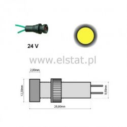 Kontrolka LED 5mm 24VDC + przew. żółta