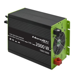 Qoltec Przetwornica solarna Monolith 3w1 z funkcją ładowania AC MPPT UPS ATS 1000W 2000W 12V na 230V Czysty Sinus