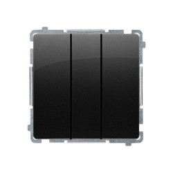 Simon Basic Łącznik potrójny z podświetleniem LED (moduł) 10AX, 250V, szybkozłącza, czarny BMW31L.01/49