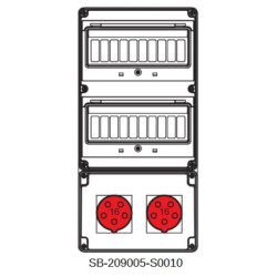 Rozdzielnica 2x5x16A INA=32A IP54 SB-209005-S0010-54