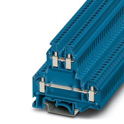 Dwurzędowa złączka szynowa Phoenix Contact poziomy: Podwójny 24 → 12AWGŚruba UKKB 3 BU 500 V