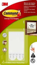 Rzepy do wieszania obrazów / ramek średnie 4 KPL (8szt) udźwig 5,4kg 3M COMMAND