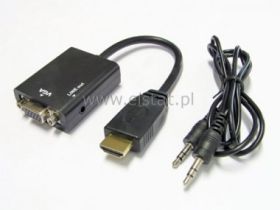 Konwerter adapter WT HDMI do GN VGA+ Audio czarny