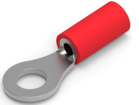 Insulated ring cable lug, 0.26-1.65 mm², AWG 22 to 16, 4.74 mm, M4, red, 34148