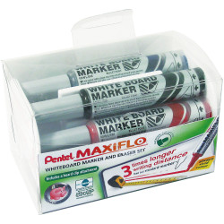 Pentel MWL5M/MAG/4-M Maxiflo White Board Marker with Magnetic Eraser