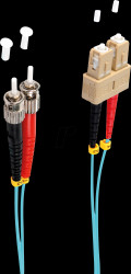 BS77911/3 FO patch cable, duplex, SC / ST, 50/125µ, OM3, aqua, 1m