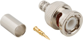 BNC plug 50 Ω, RG-59, Belden 8281, Beldem9141, Belden 9231, Belden 88281, crimp connection, straight, 000-68175-5RFX