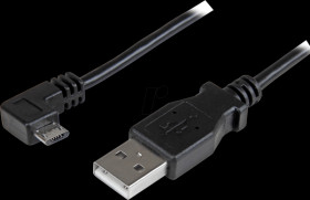 USBAUB2MRA Data and charging cable, USB-A &gt; micro-B, 2 m, angled, black