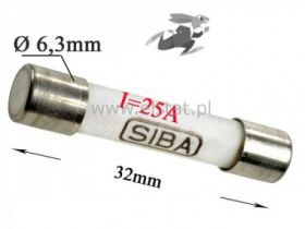 25A bezpiecznik ceramiczny szybki 6,3x32mm 500V